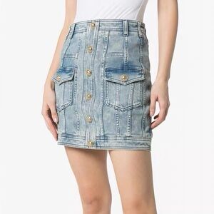 🚩steal authentic Balmain Denim Button-Front Skirt
